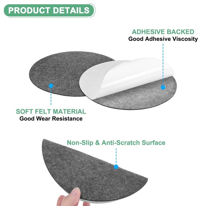 M METERXITY 10-Pack Lamp Base Felt, 7 Inch Dia. 2mm Thick Self Adhesive Round Fabric Felt Pads for Lamp/Furniture/DIY, Non-Slip Fiber Backed Patch Circles with Adhesive Backing [Grey] - Image 2